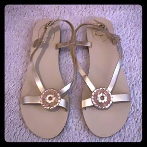 Jack Rogers Gold Tan Sandals